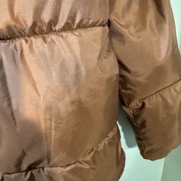 H&M Brown Cropped Puffer Jacket Y2K-Style Puffer (US Kids Size 12 / Women’s XXS) - Picture 4 of 5